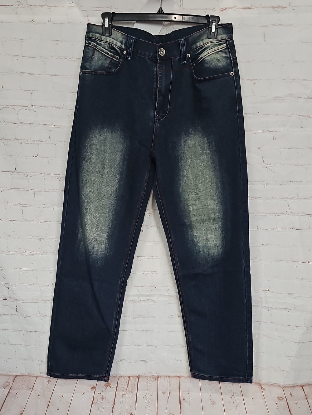 Slim Straight Men's Jeans in Washed Dark Blue
